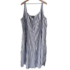 Old Navy Blue White Striped Fit Flare Linen Sundress Plus Size 4X NWT